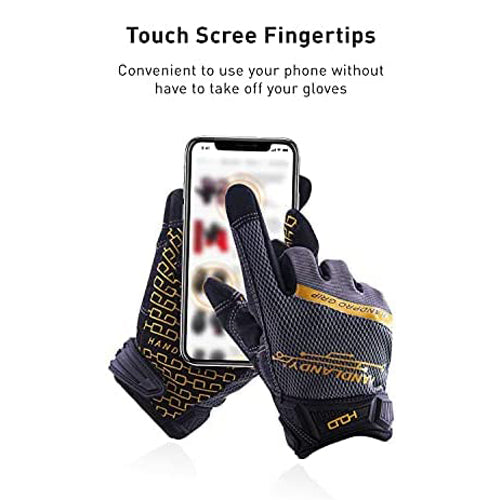 Handlandy Bulk Work Gloves with Grip for Men & Women, Mechanic Working Gloves Touchscreen 6134 (12 Pairs)