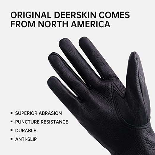 Handlandy Deerskin Leather Work Gloves Utility Heavy Duty Welding Work Gloves, Rigger Driver Yardwork Gardening Gloves 6181 (12 pairs)