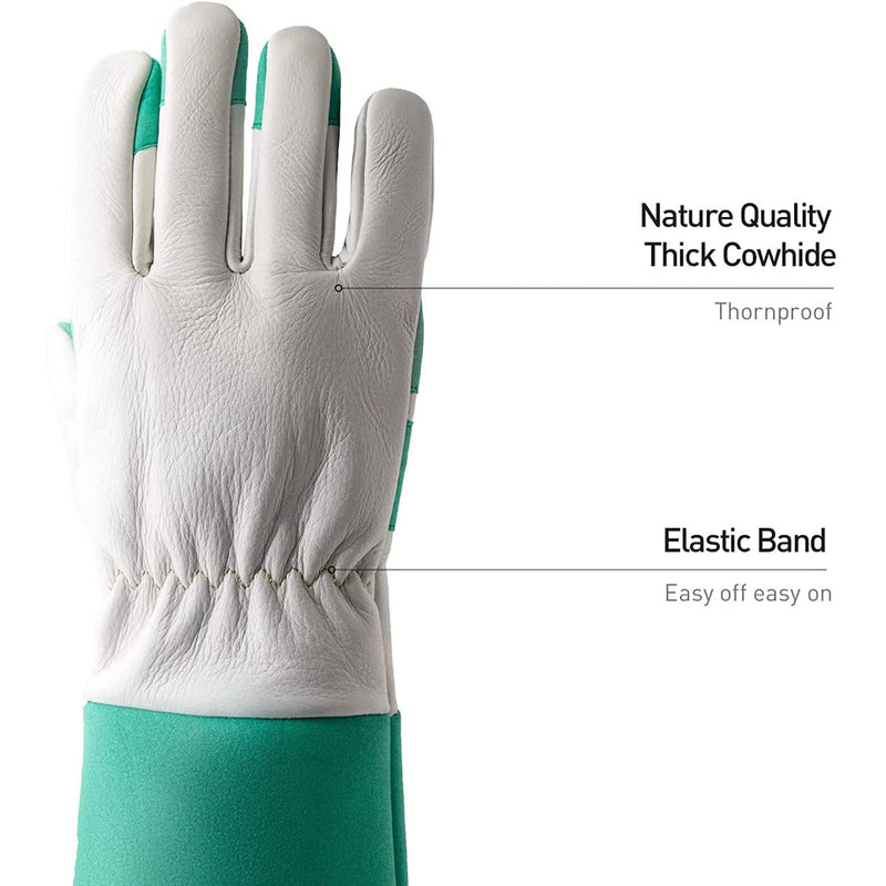Handlandy Men Women Long Gardening Gloves Leather Gauntlets Yard 5167