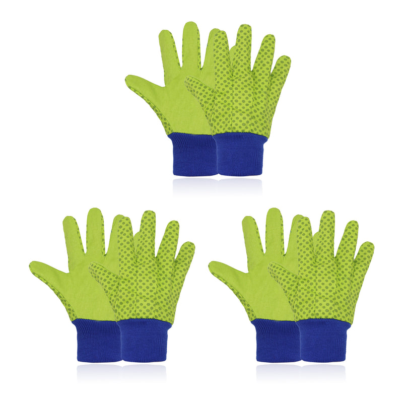 Handandy 3 Paar Gartenhandschuhe für Kinder, Baumwolle, Punkt 5095