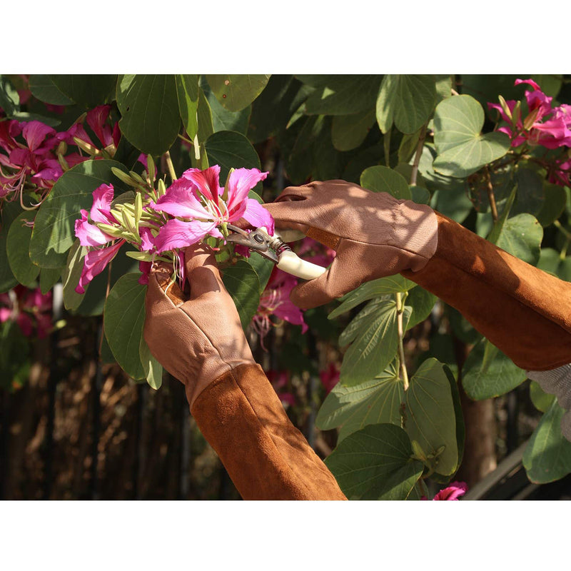 Handlandy Men Women Pruning Garden Gloves Cowhide Leather Ensures 5156