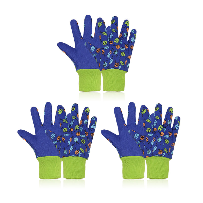 Handlandy 3 paires de gants de jardinage pour enfants en coton durabilité extérieure 5096