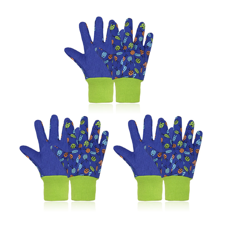 Handlandy 3 Pairs Kids Gardening Glove Cotton Outdoor Durability 5096