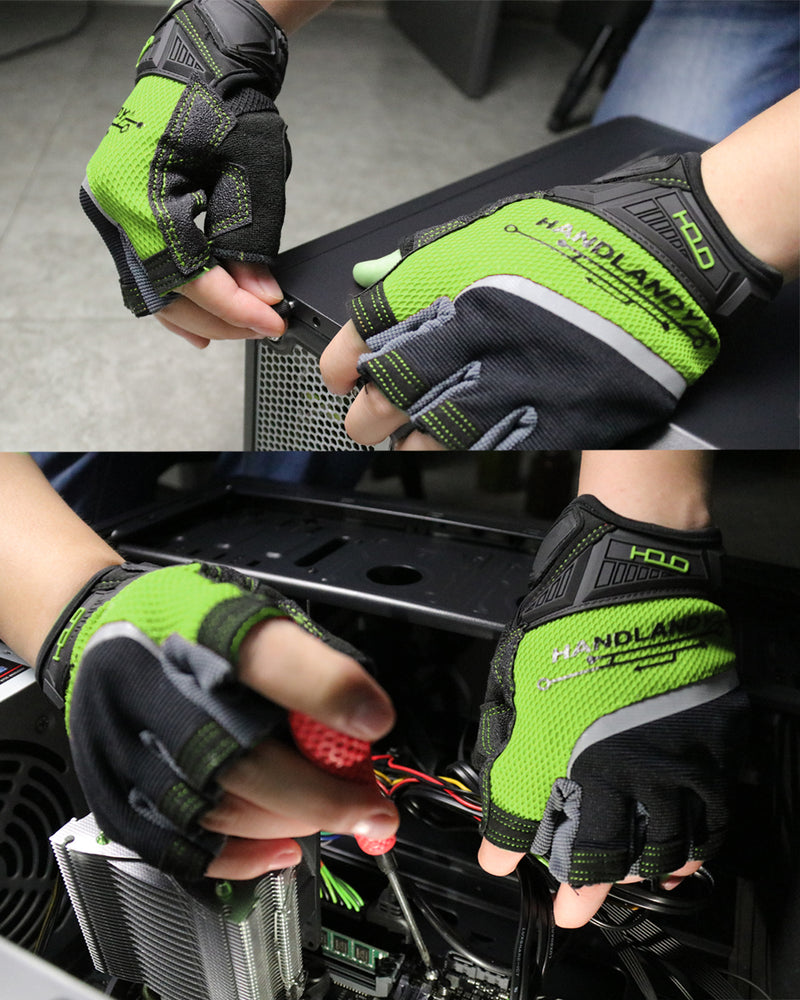 Handlandy – gants de travail pour hommes et femmes, sans doigts, demi-doigt, conduite 6086GN
