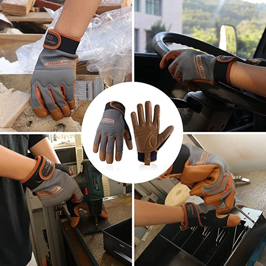 Cowhide Leather Work Gloves with Impact Protection, X-Large