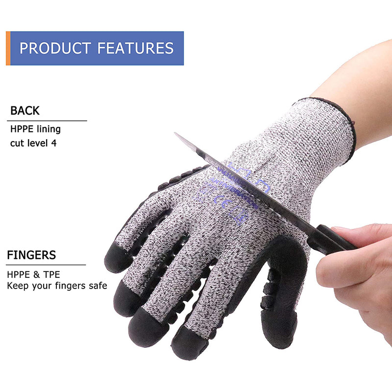 Handlandy Anti Vibration Glove Cut Resistance Impact Mechanic 1059