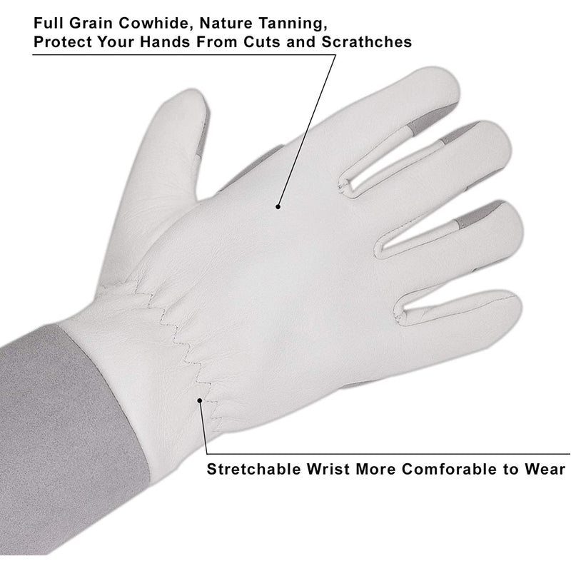 Handlandy Women Men Gardening Gloves Leather Long Sleeve Pruning 5160