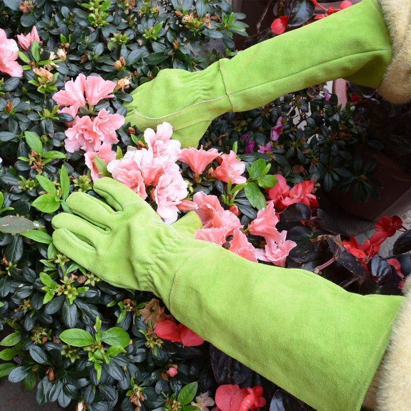 Handlandy vente en gros gants de jardinage pour femmes gantelet en peau de vache résistant aux épines 508890