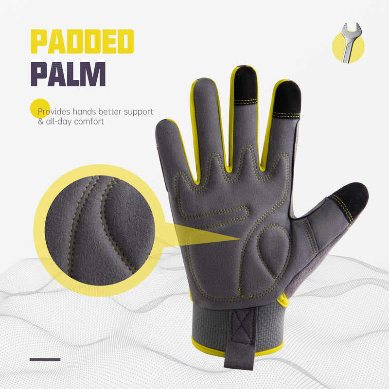 thumbnail image 2 of Work Gloves With Touch Screen Fingers - Flexible Safety Gloves With Padded Palm For Men & Women 2 of 13