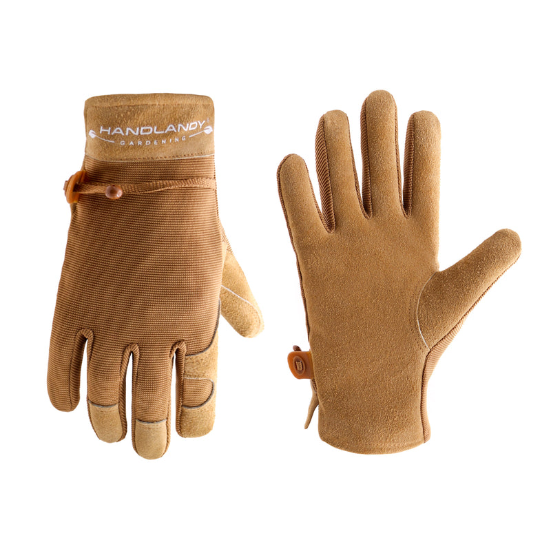 Handlandy Gants de jardinage pour femme en cuir robuste pour travaux de cour 6167