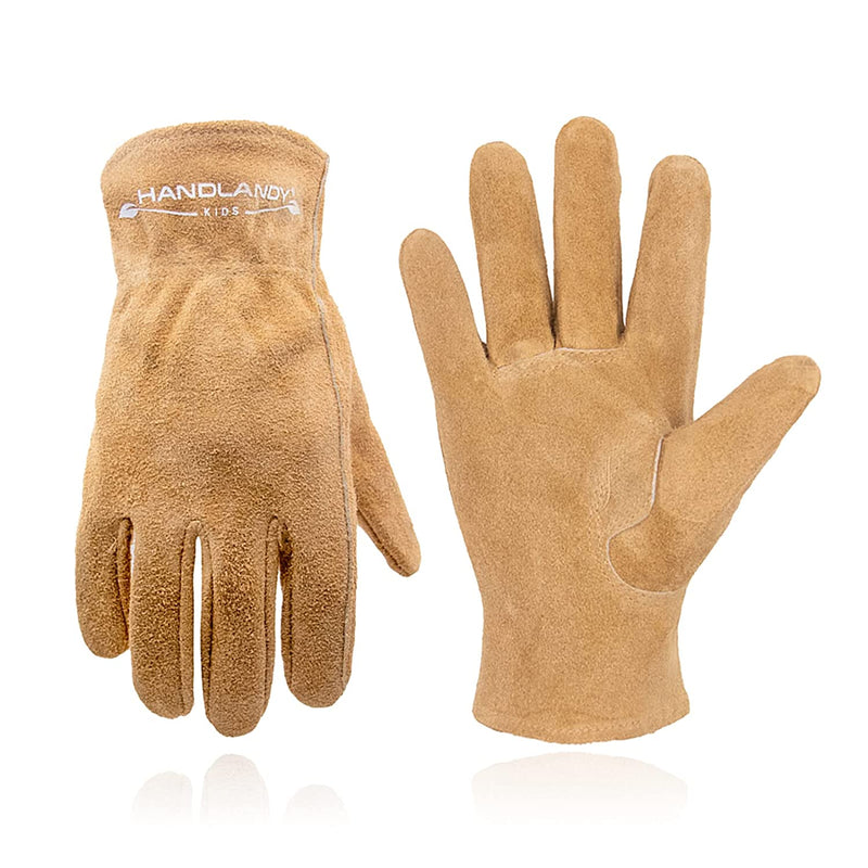 Handlandy Kids Gardening Gloves Genuine Cowhide Leather 5157