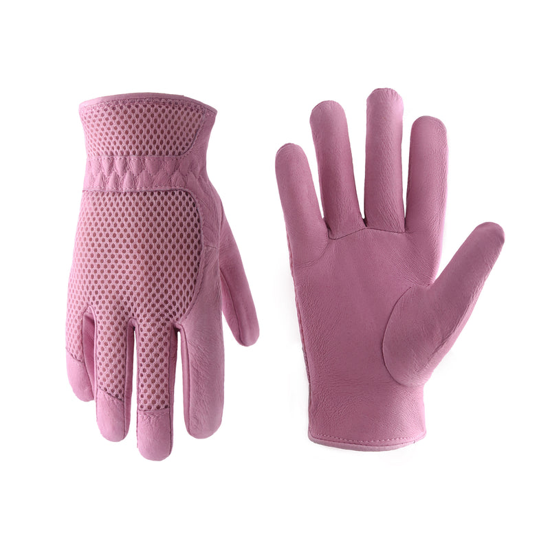 Handlandy Women Gardening Gloves Pigskin Genuine Leather Palm 5124