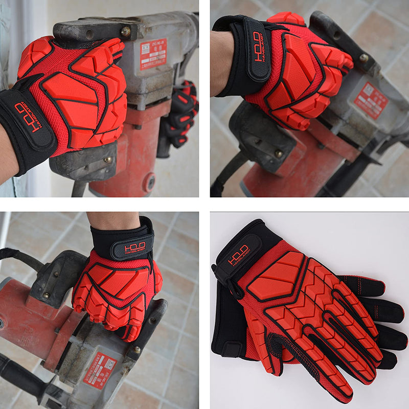 Handandy Herren Mechaniker Anti-Vibrations-Handschuhe Impact TPR Protector H635