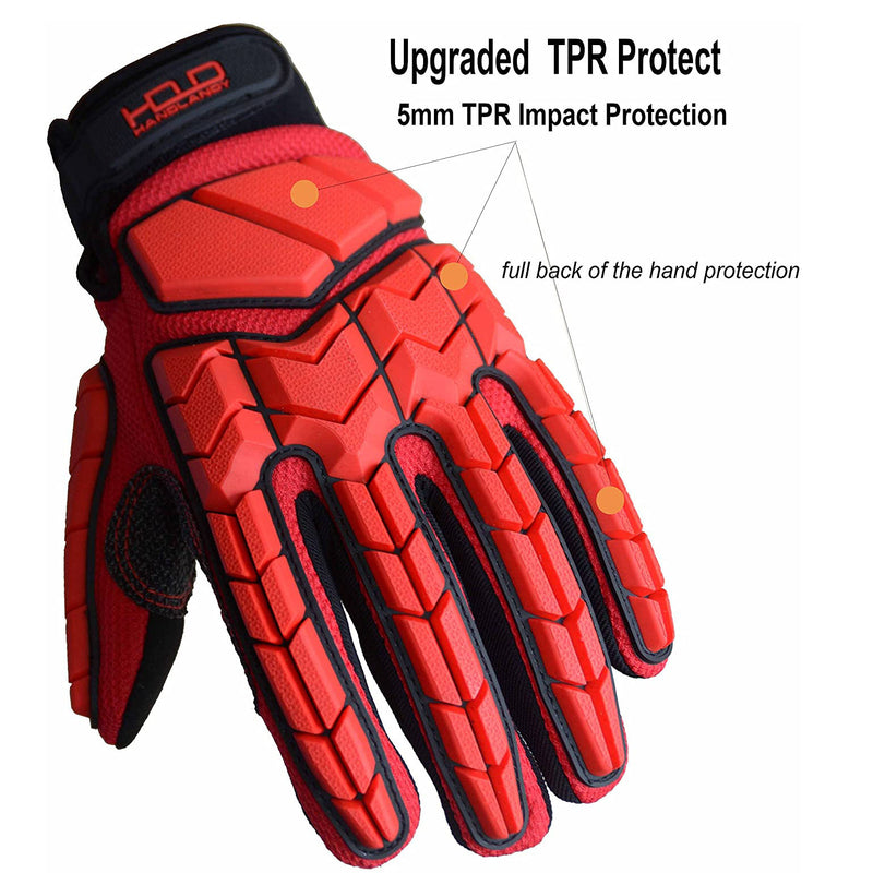 Handlandy Men Mechanic Anti Vibration Gloves Impact TPR Protector H635