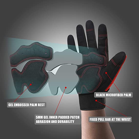GIAMZONP – gants de mécanicien pour hommes, rembourrage en GEL anti-vibration, H655