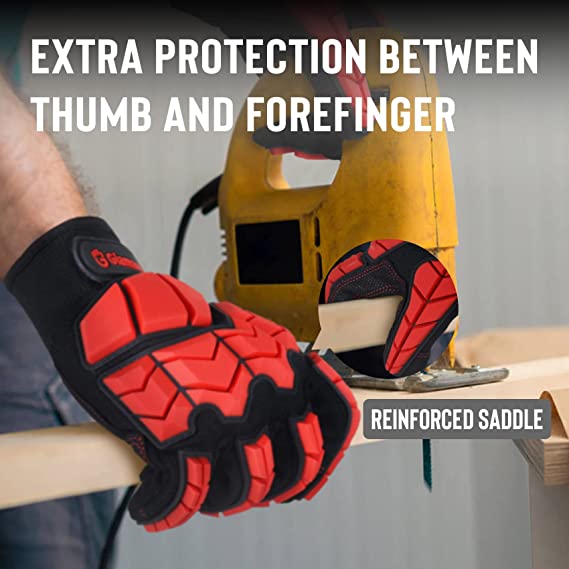 Handlandy Men Mechanic Gloves Anti Vibration GEL Padding H655
