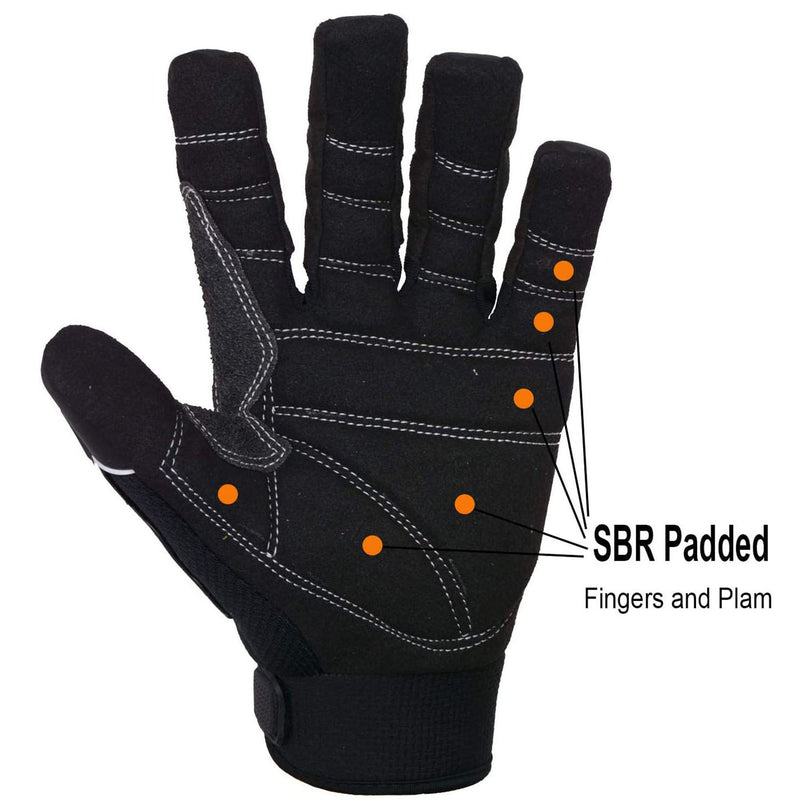 Handlandy Mens Work Gloves Anti Vibration Synthetic Leather Palm 5972