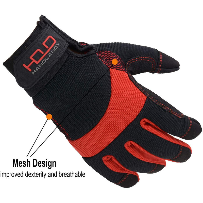 Handlandy Men Work Gloves Reflective Anti Vibration Breathable 5805