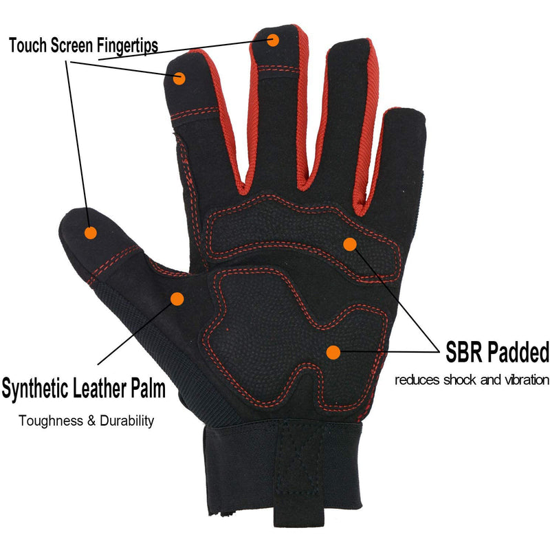 HANDLANDY Anti-Vibration Work Gloves - SBR Padded Fingers & Palm, TPR Knuckle Guards, Yellow, XL Latex Gloves HANDLANDY Anti-Vibration Work Gloves - SBR Padded Fingers & Palm, TPR Knuckle Guards, Yellow, XL Latex Gloves
