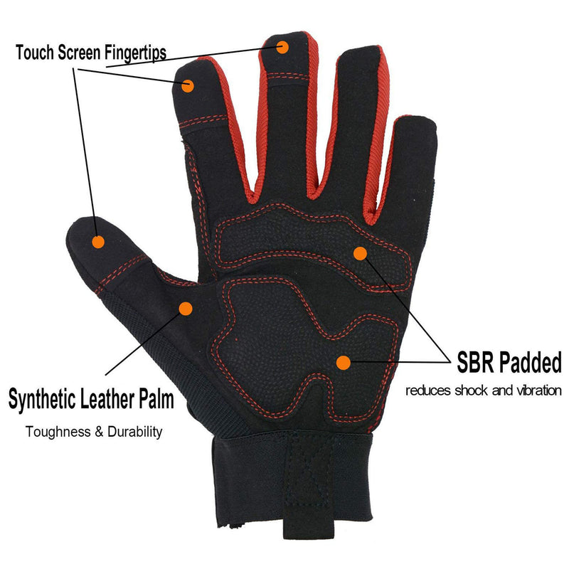 Handlandy Men Women Work Gloves Anti Vibration Lightwork Trucker 5805RE