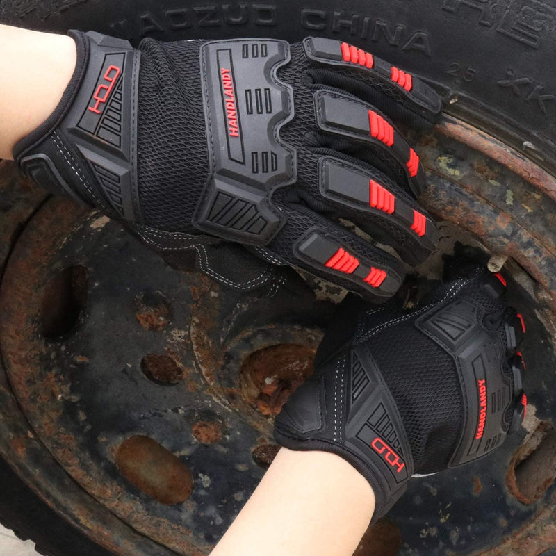 Handlandy Wholesale Mens work Mechanics Gloves Abrasion Resistant Safe