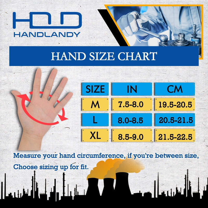 HANDLANDY Heavy-Duty Work Gloves For Men – TPR Impact Protection, Touchscreen Compatible, Non-Slip Breathable Mechanics Gloves