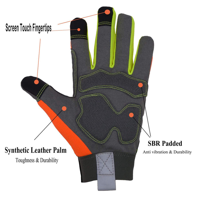 Handlandy Men Work Gloves Reflective Anti Vibration Breathable 5805