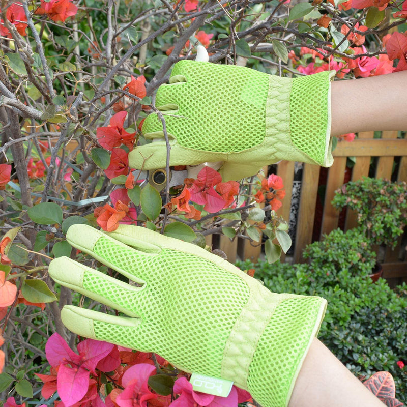 Handlandy Women Gardening Work Gloves Pigskin Comfort Dexterity 5123