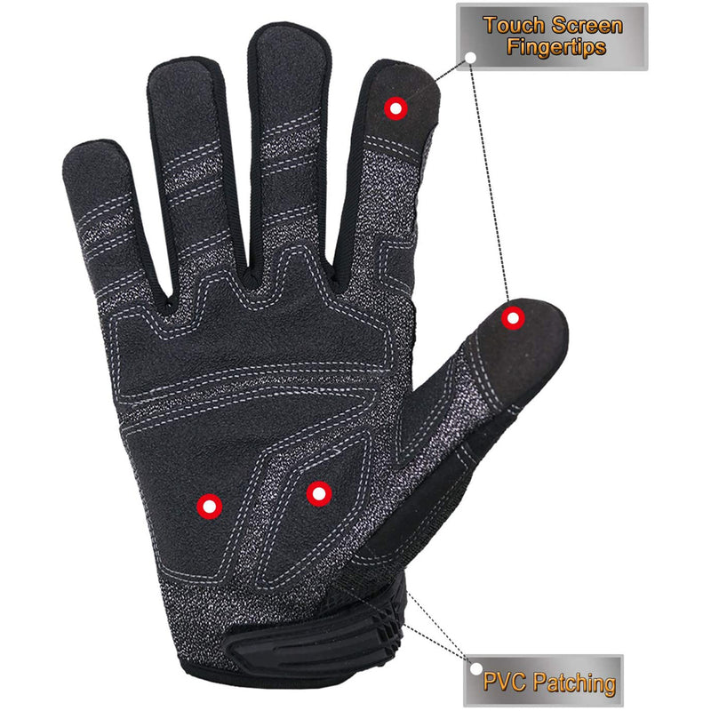 Handlandy Anti Slip Mechanic Gloves Synthetic Leather Palm 6082