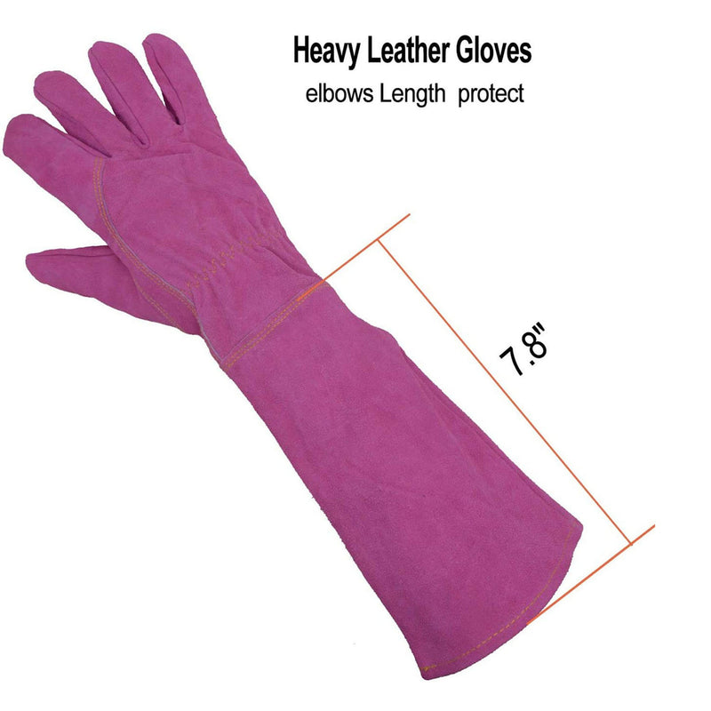 Handlandy Ladies Leather Gardening Gloves Long Cuff Gauntlet 508890