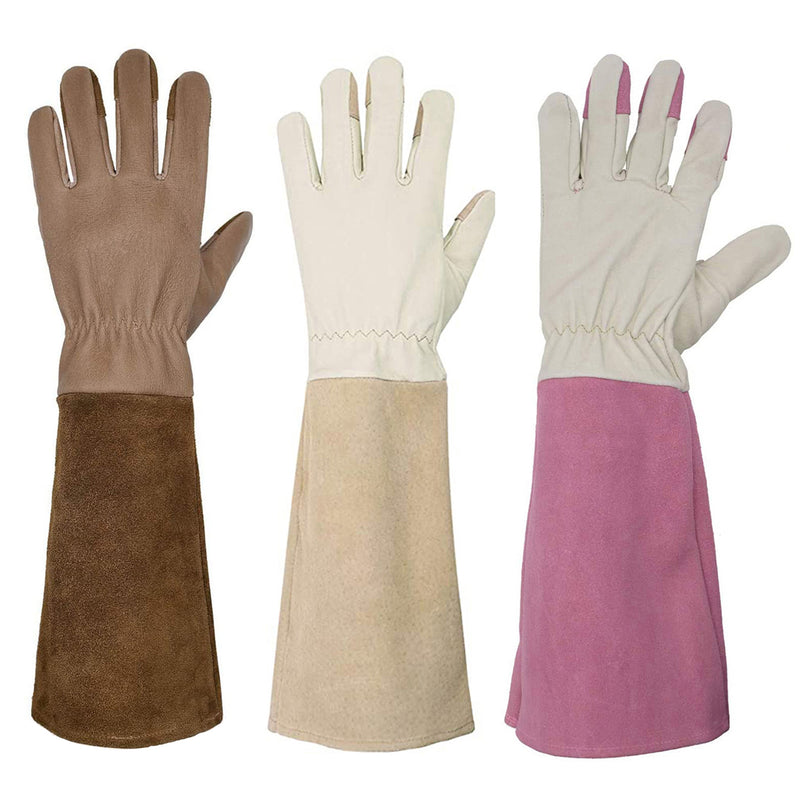 Handandy 3/5/7/9 Paar Gartenhandschuhe für Herren und Damen, atmungsaktiv, Schweinsleder, lang, 5067