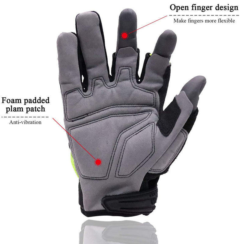 Handlandy Men Work Gloves Open Finger Carpenter Dexterity Framing 6085
