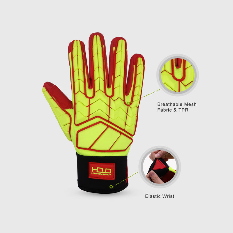 Handlandy Men Work Impact Gloves Hi-Vis Waterproof Oil And Gas H647