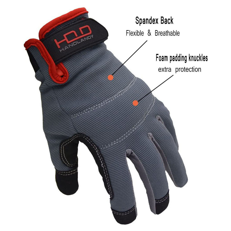 Handlandy Wholesale Mens Work Gloves Synthetic Leather Utility Light Duty 5972BLBK (36/72/120 Pairs)