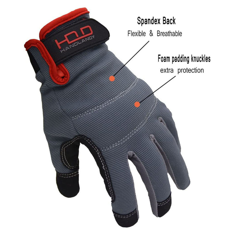 Handlandy Wholesale Mens Work Gloves Synthetic Leather Utility Light Duty 5972BLBK