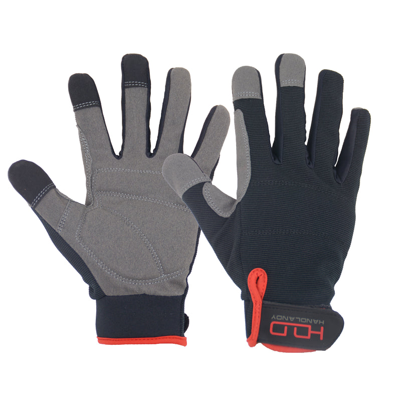 Handlandy Wholesale Mens Work Gloves Synthetic Leather Utility Light Duty 5972BLBK