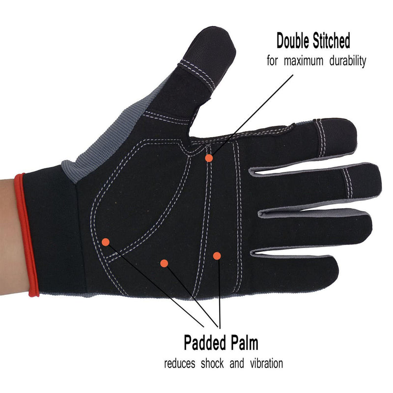 Generic FREETOO Mechanic Work Gloves, [Full Palm Protection] [Excellent  Grip] Working Gloves with Padded Leather for Men Women, Knuckle