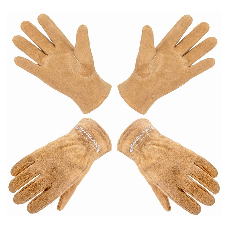 Gants de jardinage pour enfants Handlandy en cuir de vache véritable 5157