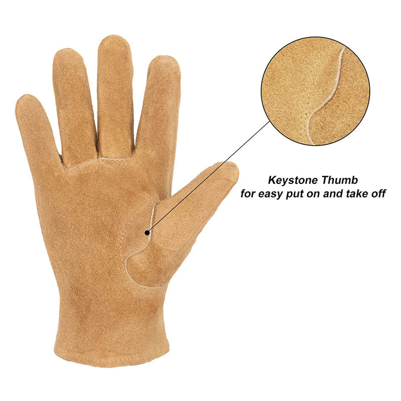 Gants de jardinage pour enfants Handlandy en cuir de vache véritable 5157