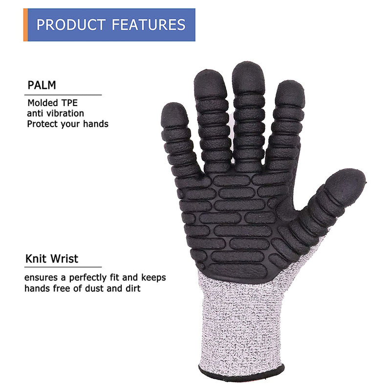Handandy Anti-Vibrations-Handschuh Schnittfestigkeit Schlagmechanik 10 Handandy Anti-Vibrations-Handschuh Schnittfestigkeit Schlagmechanik 10