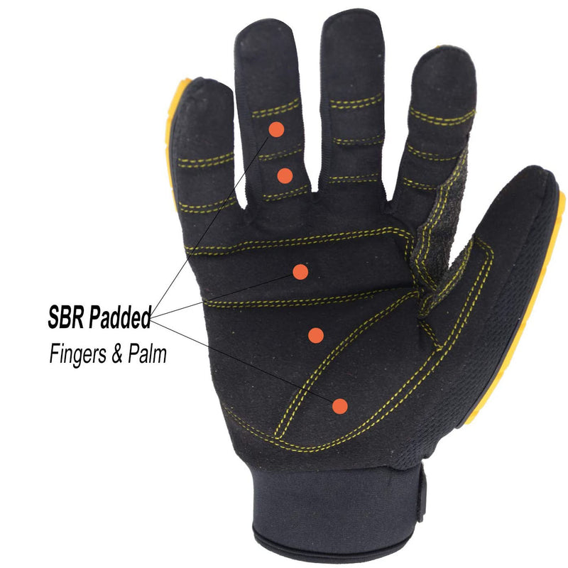 Handlandy Wholesale Men Work Glove Anti Vibration SBR Safety Impact Reducing H635 (36/72/120 Pairs)