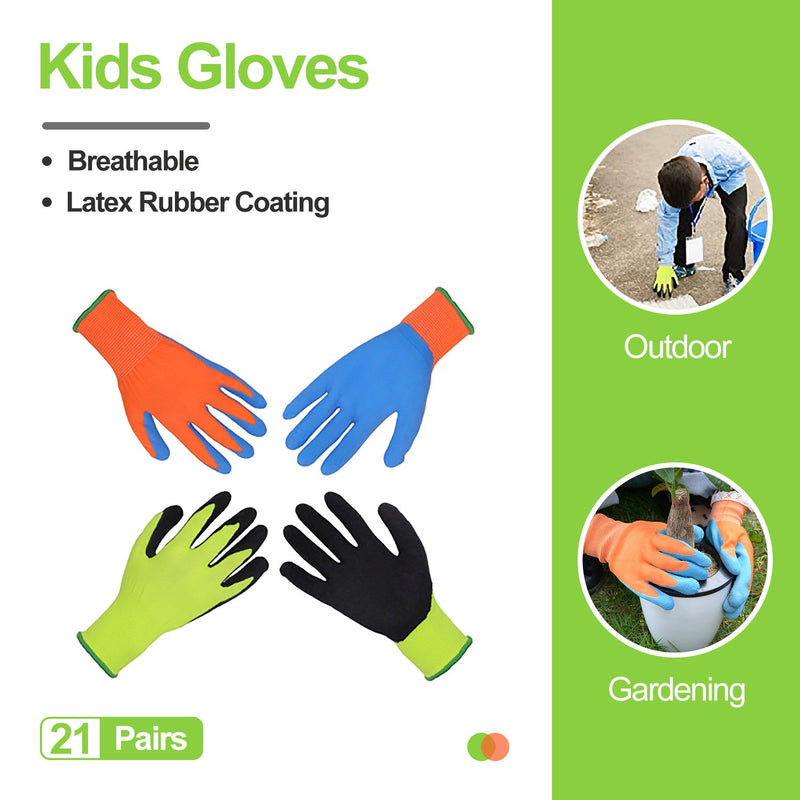 Handlandy – gants de jardinage pour enfants, couleur vive, poignet tri