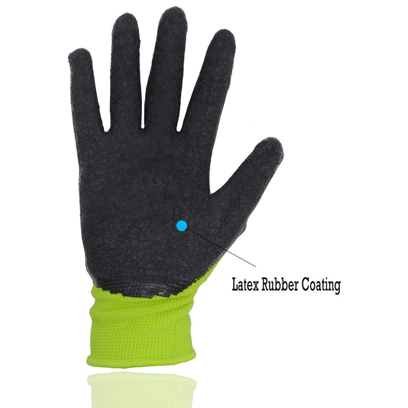 Handlandy Garden Gloves for Kids Rubber Coated Palm 50978 (4/8/12 Pairs)