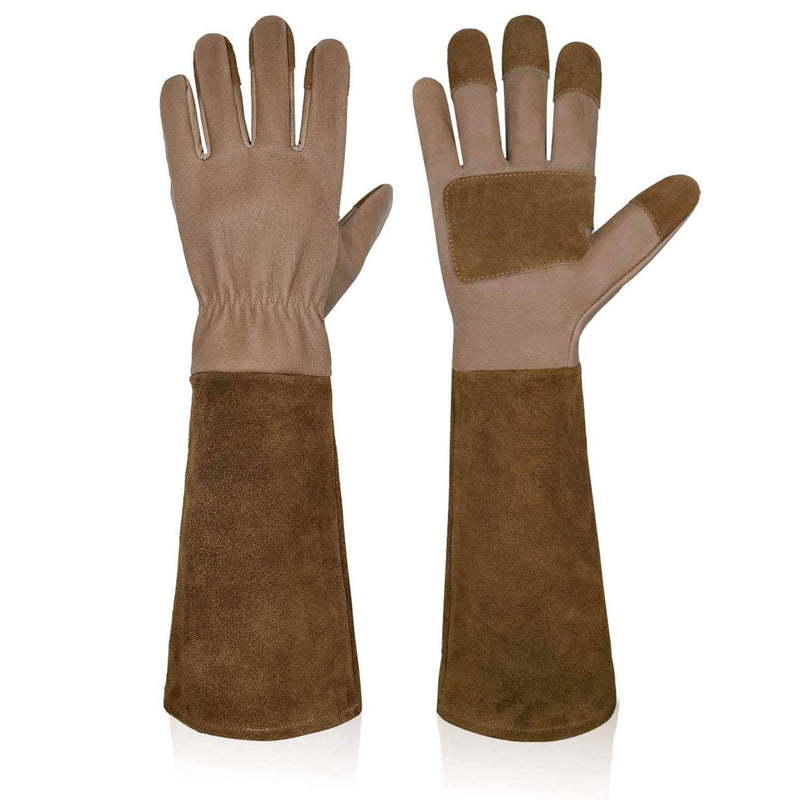 Handlandy Men Women Gardening Gloves Breath Pigskin Leather Long 5067（5/7/9 Pairs）