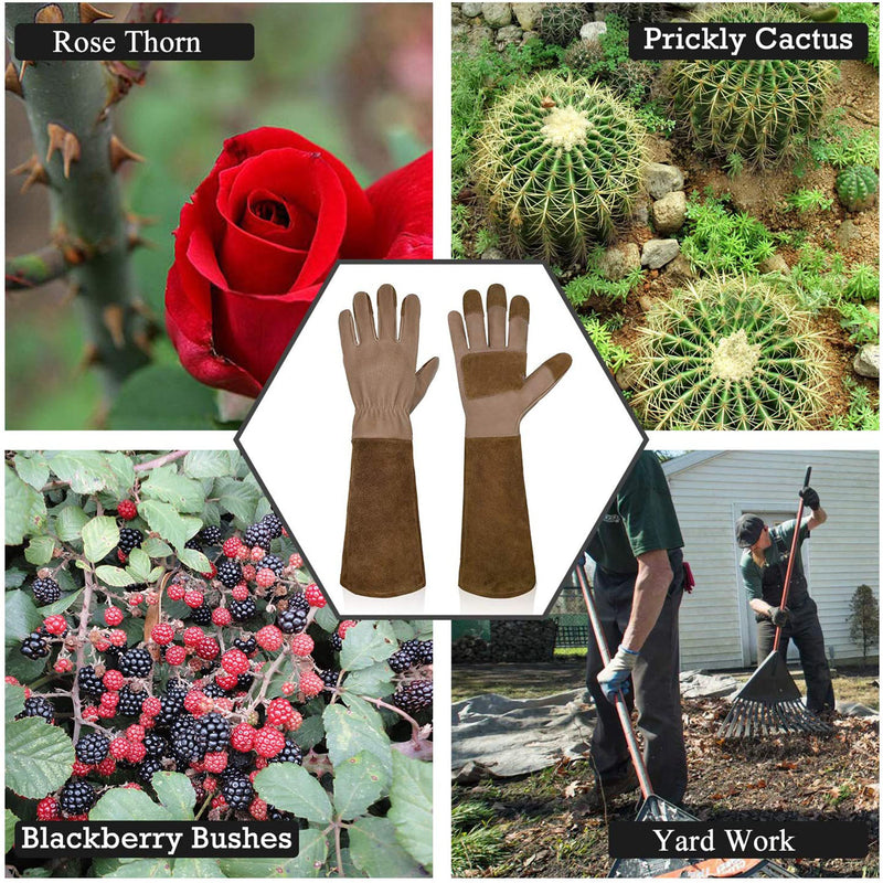 HANDLANDY Pruning Gloves Long for Men &amp; Women, Pigskin Leather Rose Gardening Gloves- Breathable &amp; Durability Gauntlet Gloves1601/5067/5156