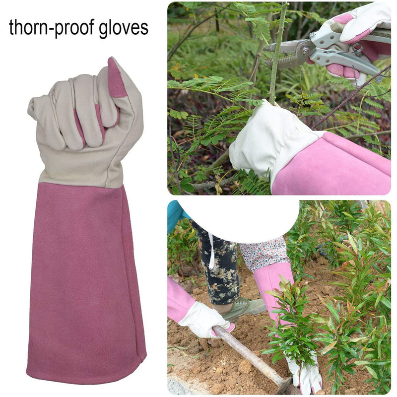 Handlandy Pruning Gardening Gloves Extra Long Pigskin Leather 5067