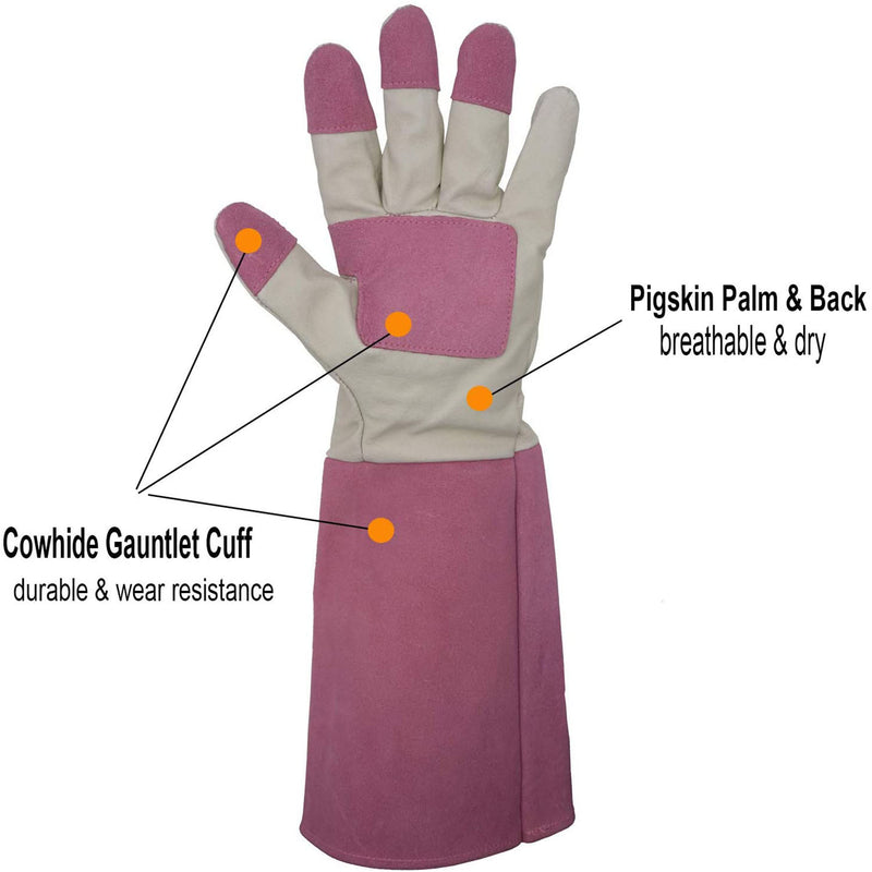 Handlandy gros femmes gants de jardinage en cuir de porc Long Gauntlet 1601