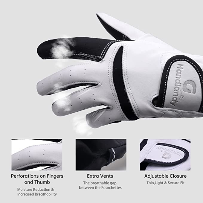 Handlandy Golf Glove Left Right Hand Calfskin Fit for Men Women S728