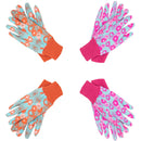 Handlandy Women Garden Gloves Jersey PVC Dots Soft Floral Yard 5092OGP（12/24 pairs）