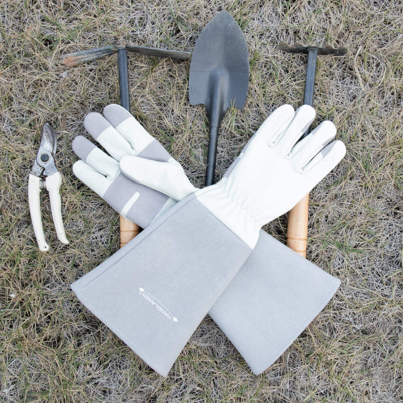 Handandy Damen Herren Gartenhandschuhe Leder Langarm Beschneiden 5160